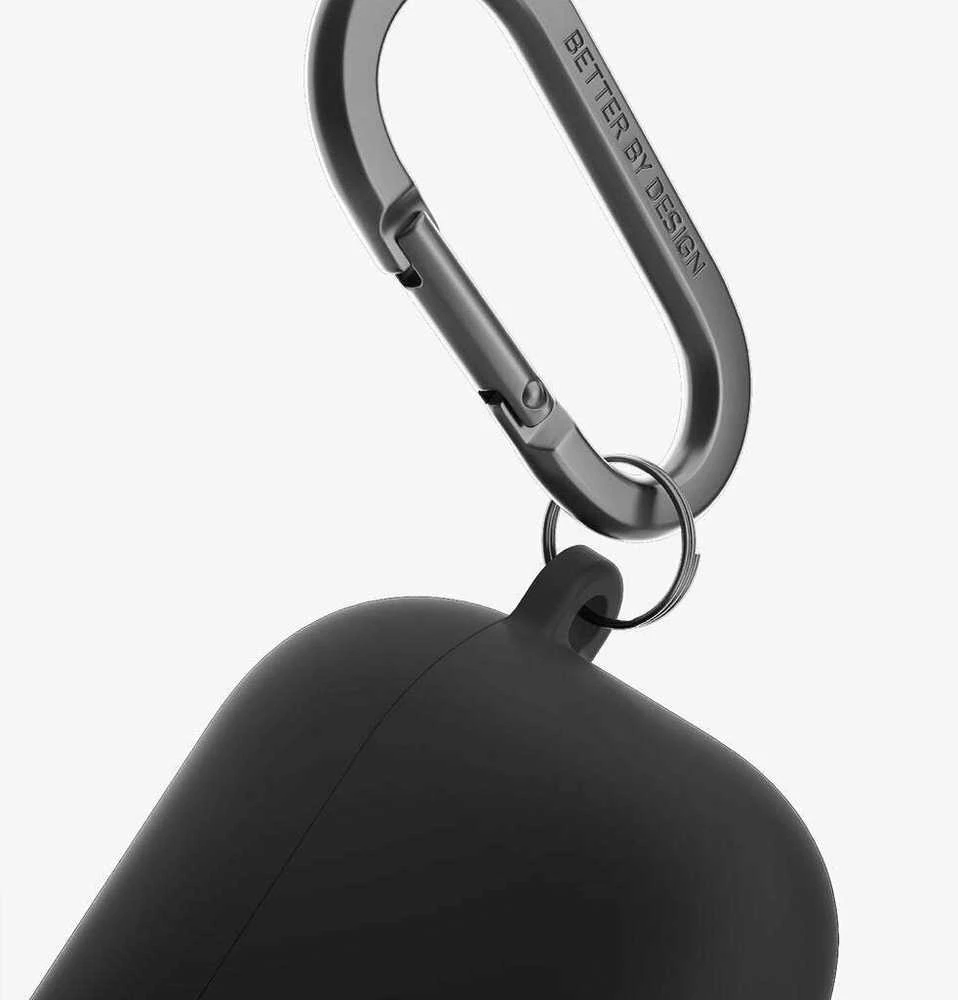 UNIQ dėklas Nexo AirPods 4 + Ear Hooks Silicone juodos spalvos