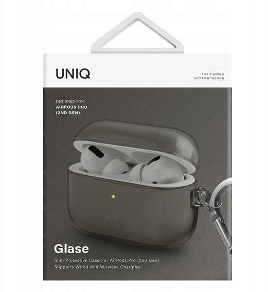 UNIQ Glase Dėklas AirPods Pro 2 gen glossy smoke