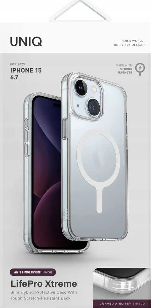 UNIQ dėklas LifePro Xtreme Apple iPhone 15 Plus / 14 Plus 6.7" Magclick Charging, matinis, skaidrus