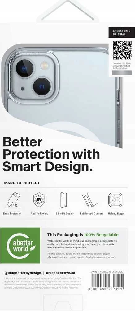 UNIQ dėklas LifePro Xtreme Apple iPhone 15 Plus / 14 Plus 6.7" Magclick Charging, matinis, skaidrus