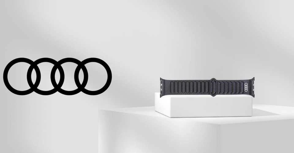 apyrankė Audi Logo Genuine Leather Magnetic Ring for Apple Watch 40/41/42mm juodos spalvos