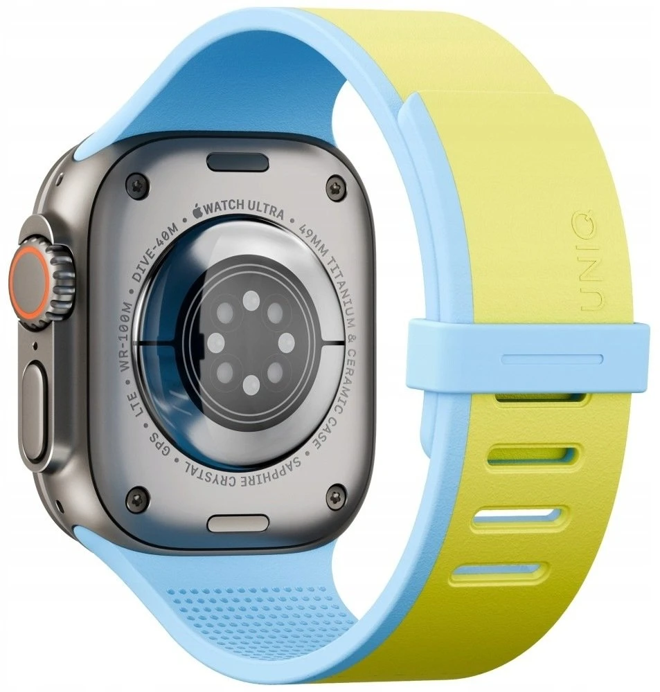 Dirželis UNIQ Revix IV Reversible Magnetic do Apple Watch Series 4/5/6/7/8/9/10/11/12/SE/SE2/SE3/Ultra/Ultra 2/Ultra 3/Ultra 4 44/45/46/49mm šviesiai žalia-mėlyna
