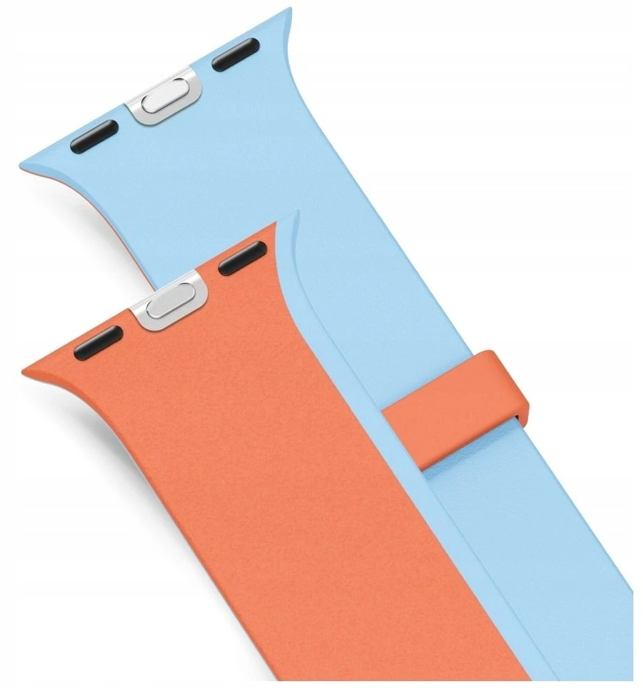 Dirželis UNIQ Revix IV Reversible Magnetic Apple Watch Series 1/2/3/4/5/6/7/8/9/10/11/12SE/SE2/SE3 40/41/42mm oranžinė-mėlyna