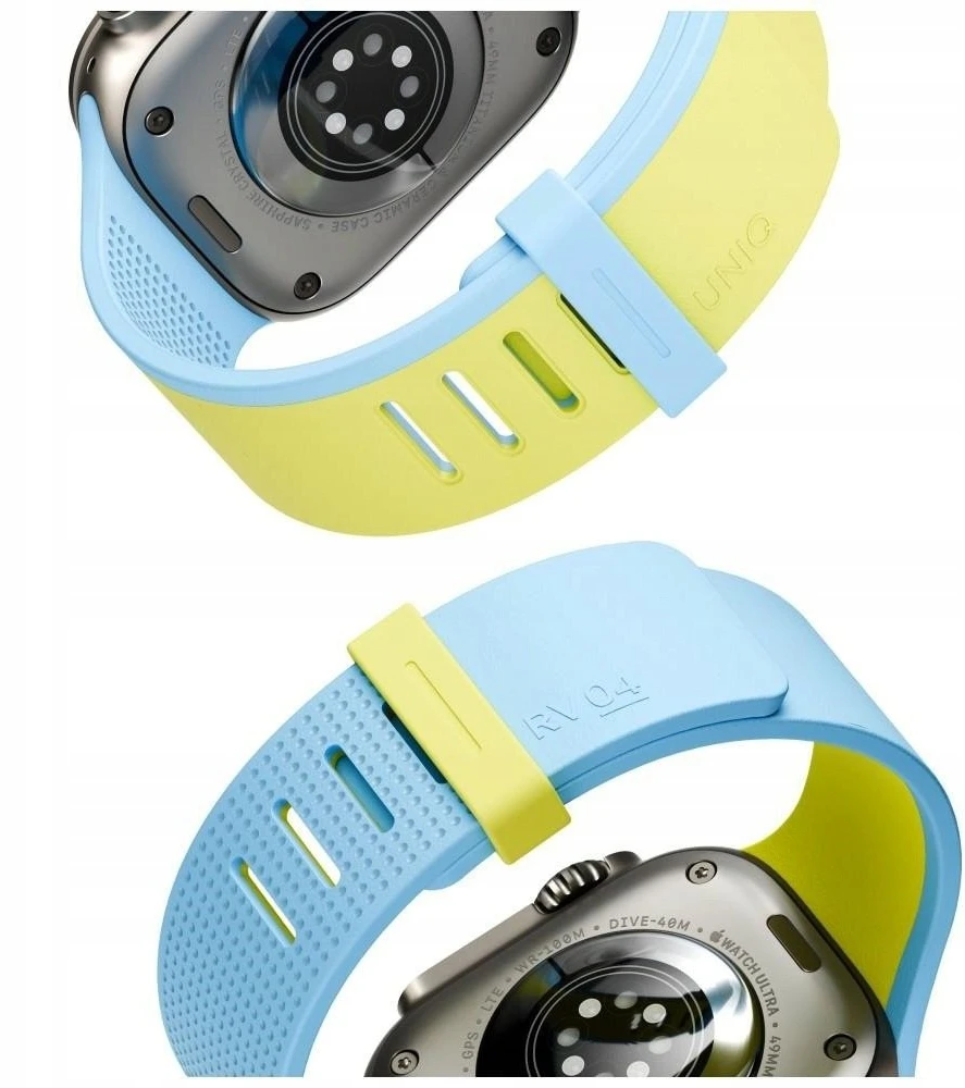 Dirželis UNIQ Revix IV Reversible Magnetic do Apple Watch Series 4/5/6/7/8/9/10/11/12/SE/SE2/SE3/Ultra/Ultra 2/Ultra 3/Ultra 4 44/45/46/49mm šviesiai žalia-mėlyna