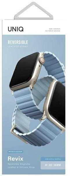UNIQ Revix Premium apyrankė Apple Watch Series1-8/SE/SE2/SE3 38/40/41 Edition Reversible Mag baltos spalvos-mėlynas