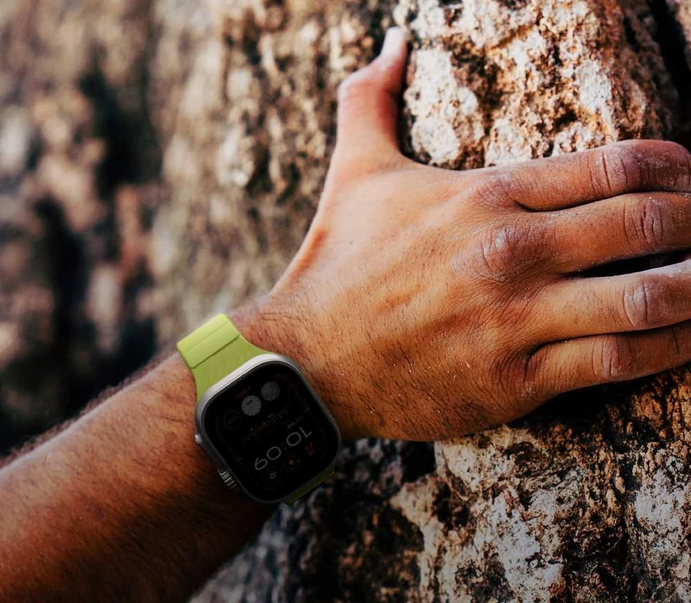 UNIQ Stride Apple Watch Series 1/2/3/4/5/6/7/8/9/SE/SE2/SE3 38/40/41mm FKM Rubber apyrankė rožinės spalvos/Pale