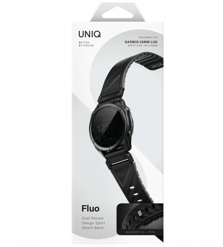 UNIQ Fluo x Smart-Fit apyrankė for Garmin 26mm juodos spalvos