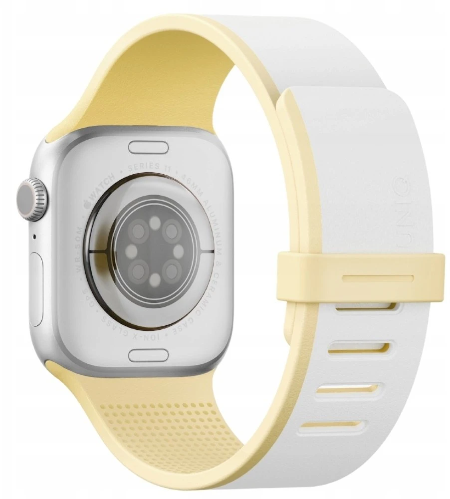 UNIQ laikrodžio apyrankė „Revix IV Premium Apple Watch 42/41/40mm Edition“ dvipusė magnetinė baltos spalvos-geltona