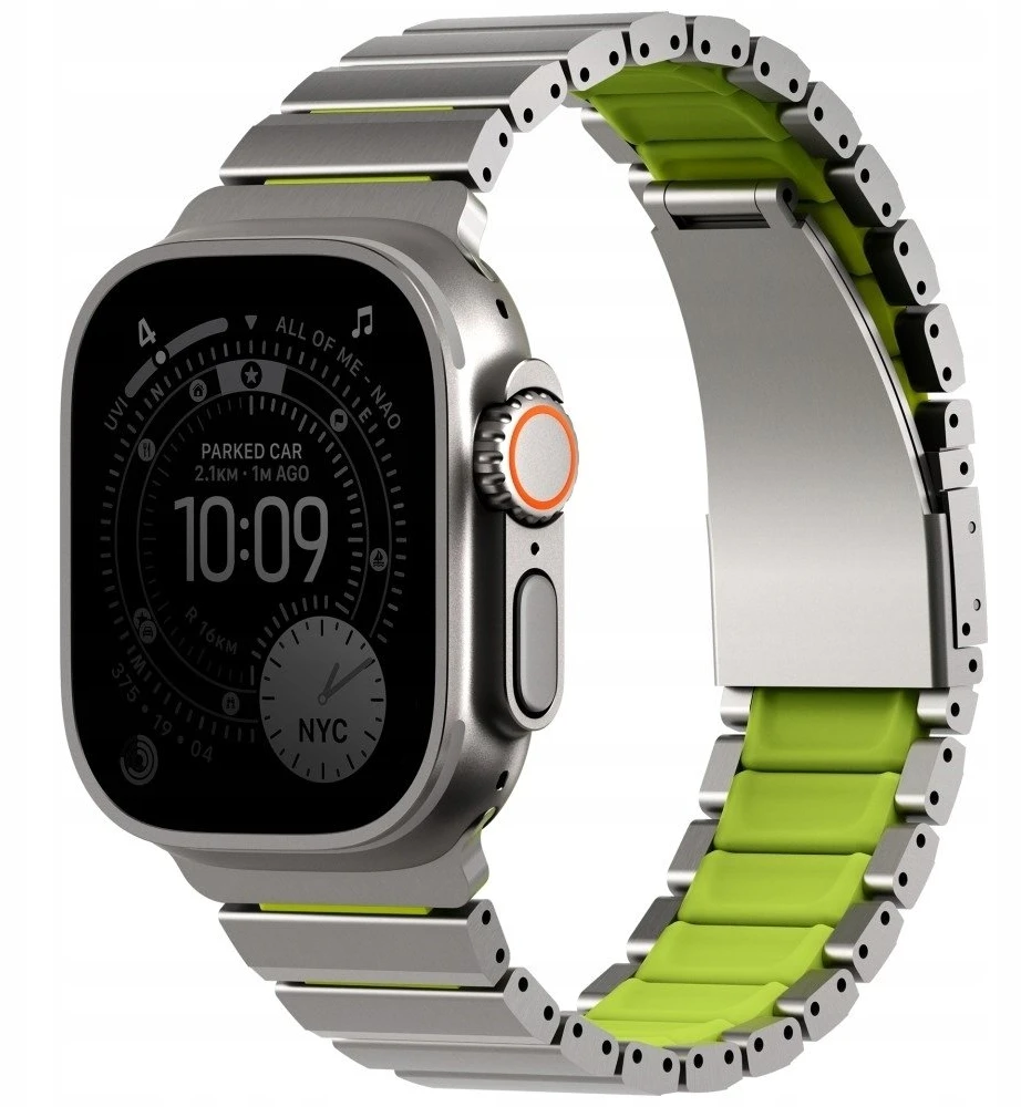 UNIQ Strova Flex apyrankė for Apple Watch 44/45/46/49mm sidabro spalvos Lime
