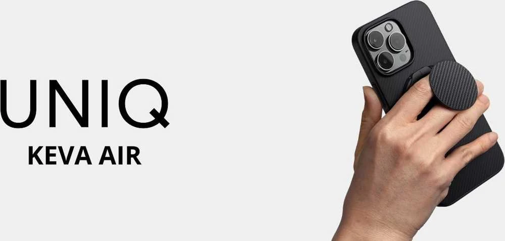 UNIQ dėklas Keva Air Apple iPhone 16 Pro Max 6.9″ Magclick Charging carbon juodos spalvos