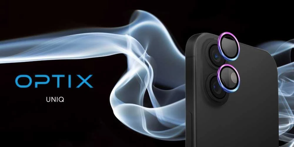 Uniq Optix Clear Camera Lens Protector iPhone 16/16 Plus su aplikatoriumi - Clear Juodas