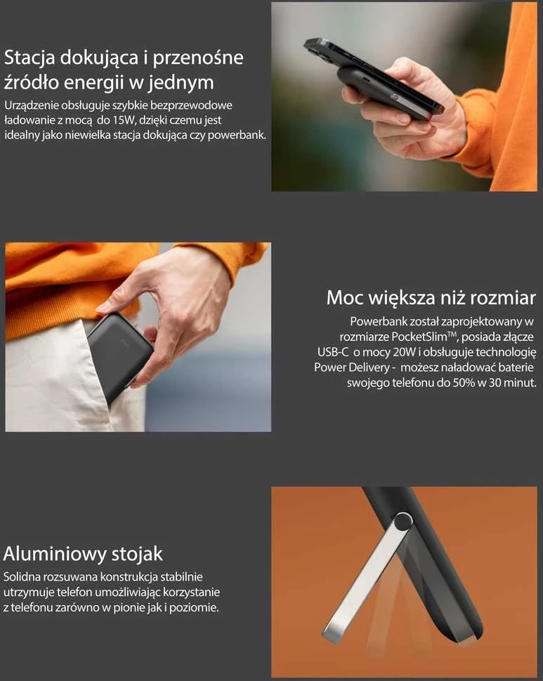 Powerbank Uniq Hoveo magnetinis 5000mAh USB-C 20W PD - violetinė