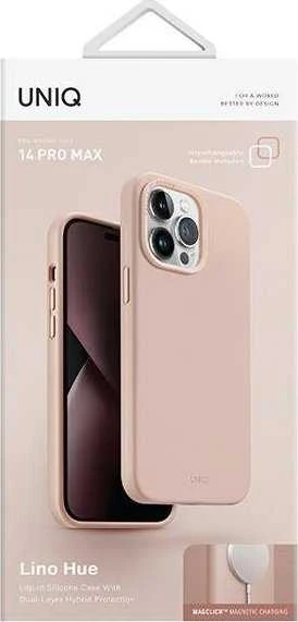 UNIQ Lino Hue Dėklas Apple iPhone 14 Pro Max 6,7″ Magclick Charging blush rožinės spalvos
