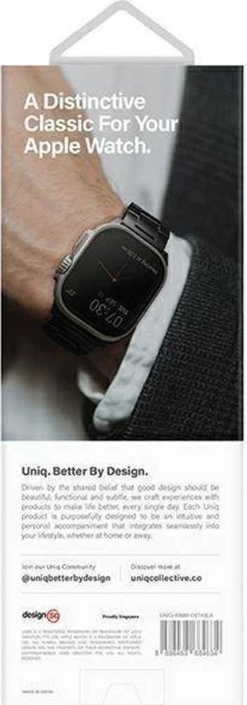UNIQ Osta apyrankė Apple Watch 42/44/45/49mm Series 1-8/SE/SE2/SE3/Ultra1/2/3 Stainless Steel juodos spalvos