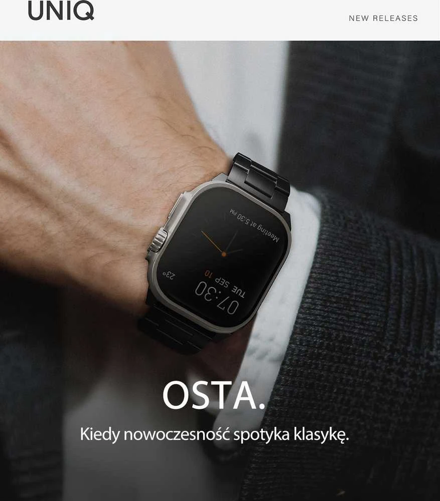UNIQ Osta apyrankė Apple Watch 42/44/45/49mm Series 1-8/SE/SE2/SE3/Ultra1/2/3 Stainless Steel juodos spalvos