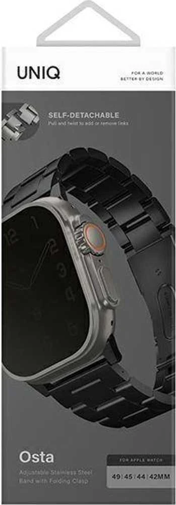 UNIQ Osta apyrankė Apple Watch 42/44/45/49mm Series 1-8/SE/SE2/SE3/Ultra1/2/3 Stainless Steel juodos spalvos