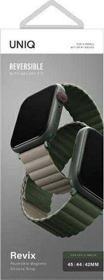 UNIQ Revix apyrankė Apple Watch Series1-8/SE1/2/3/Ultra1/2/3 42/44/45/49mm Reversible Magnetic žalios spalvos
