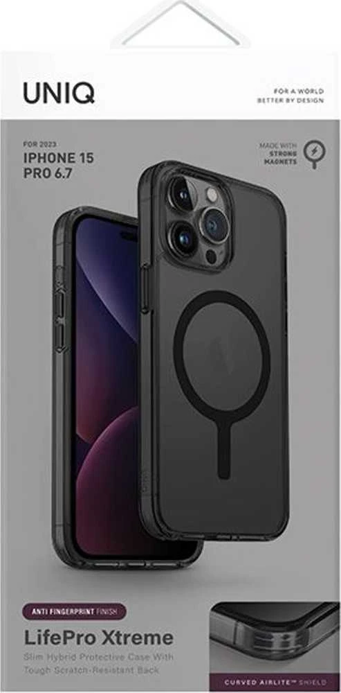 UNIQ dėklas LifePro Xtreme Apple iPhone 15 Pro Max 6.7" Magclick Charging frost smoke