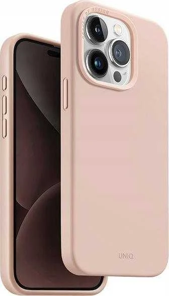 UNIQ dėklas Lino Hue Apple iPhone 15 Pro Max 6.7″ Magclick Charging blush rožinės spalvos