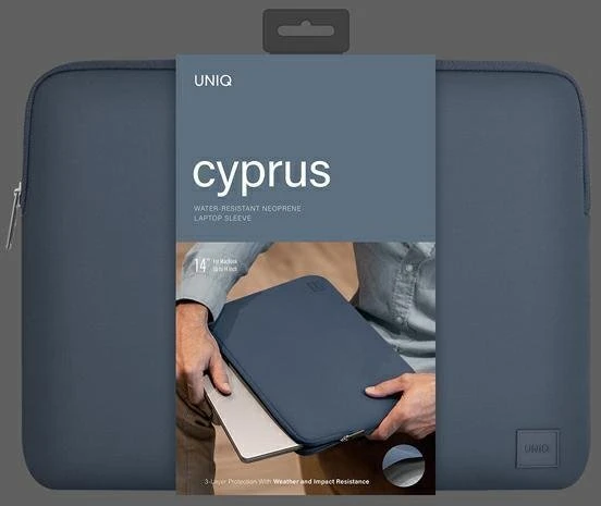 UNIQ Cyprus Nešiojamas kompiuteris Sleeve 14″ abyss mėlynas Vanduo-resistant Neoprene