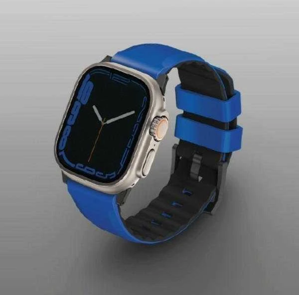 UNIQ Linus apyrankė Apple Watch Series 1-8/SE/SE2/SE3/Ultra1/2/3 42/44/45/49mm Airosoft Silicone mėlynas