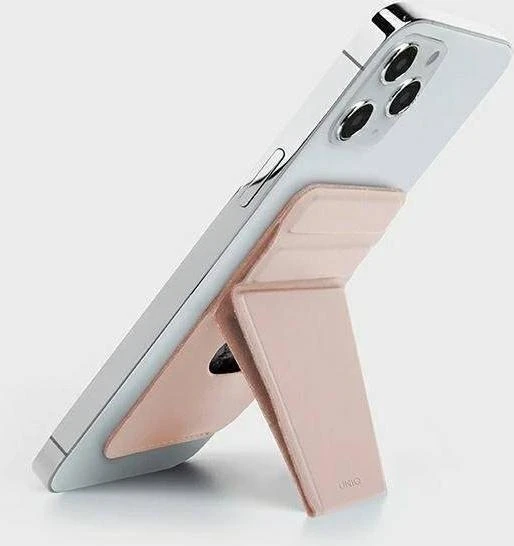 Dėklas UNIQ Lyft Magnetic phone holder snap-on stand and card holder rožinės spalvos