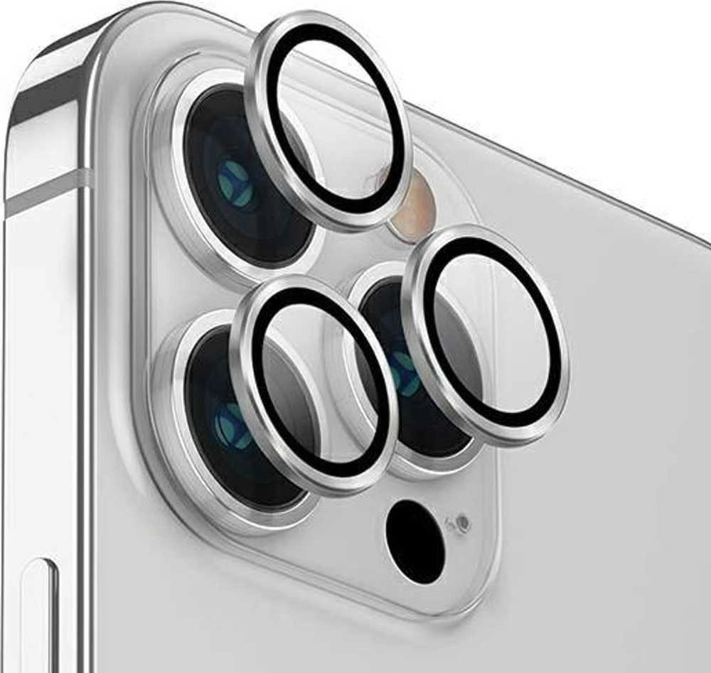 UNIQ Optix Aliuminio Camera LensProtector Apple iPhone 14 Pro 6.1" / 14 Pro Max 6.7" sterling sidabrinis su aplkatoiumi