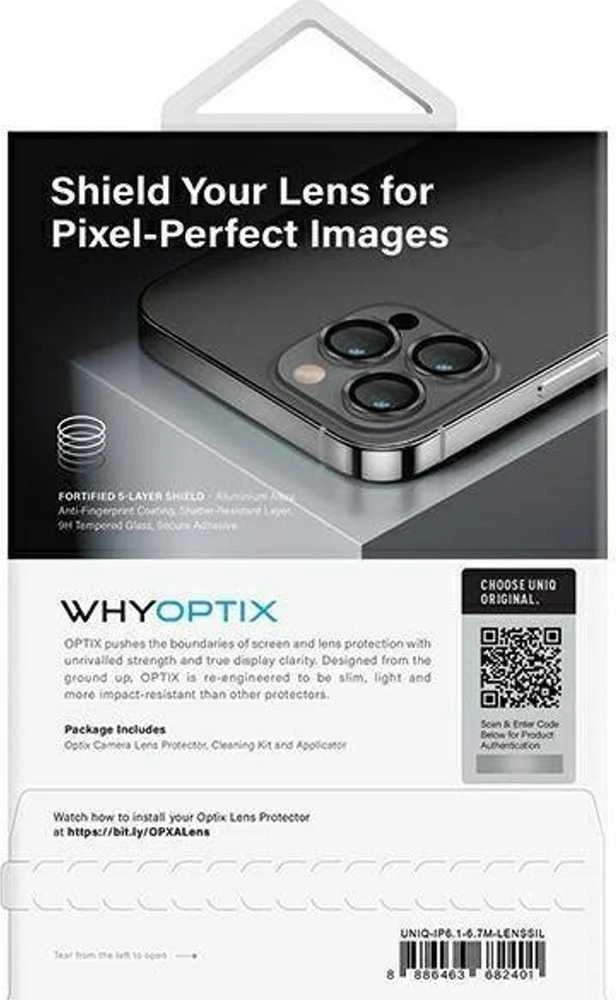 UNIQ Optix aliuminio kameros objektyvo apsauga Apple iPhone 14 6.1" / 14 Plus 6.7" su sidabriniu stikliuku