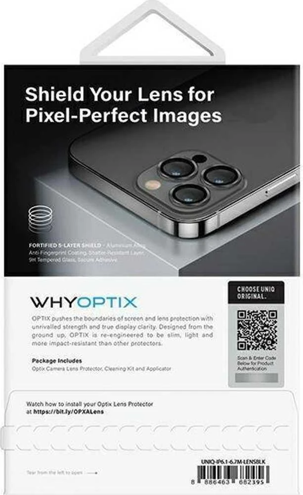 UNIQ Optix aliuminio kameros objektyvo apsauga Apple iPhone 14 6.1" / 14 Plus 6.7" vidurnakčio juodas stiklinis skirtukas abu