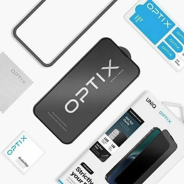 UNIQ Optix Privacy Apple iPhone 15 6.1″ / 14 Pro 6.1″ Privacy Apsauginis stiklas su aplikatoriumi