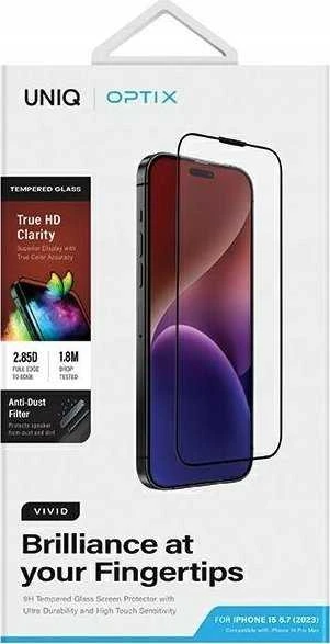 UNIQ Optix Vivid Apple iPhone 15 Plus 6.7″ / 14 Pro Max 6.7″ clear Apsauginis stiklas su aplikatoriumi