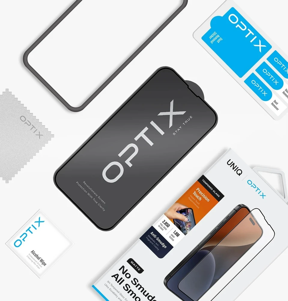 UNIQ Optix Vivid Apple iPhone 16 Pro 6.3″ clear Apsauginis stiklas su aplikatoriumi