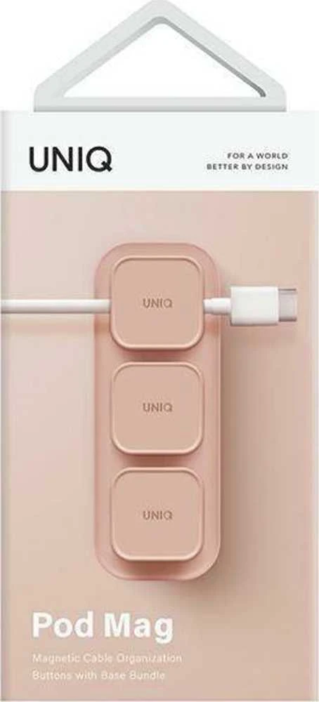 UNIQ Pod Mag magnetic cable organizer + base blush rožinės spalvos