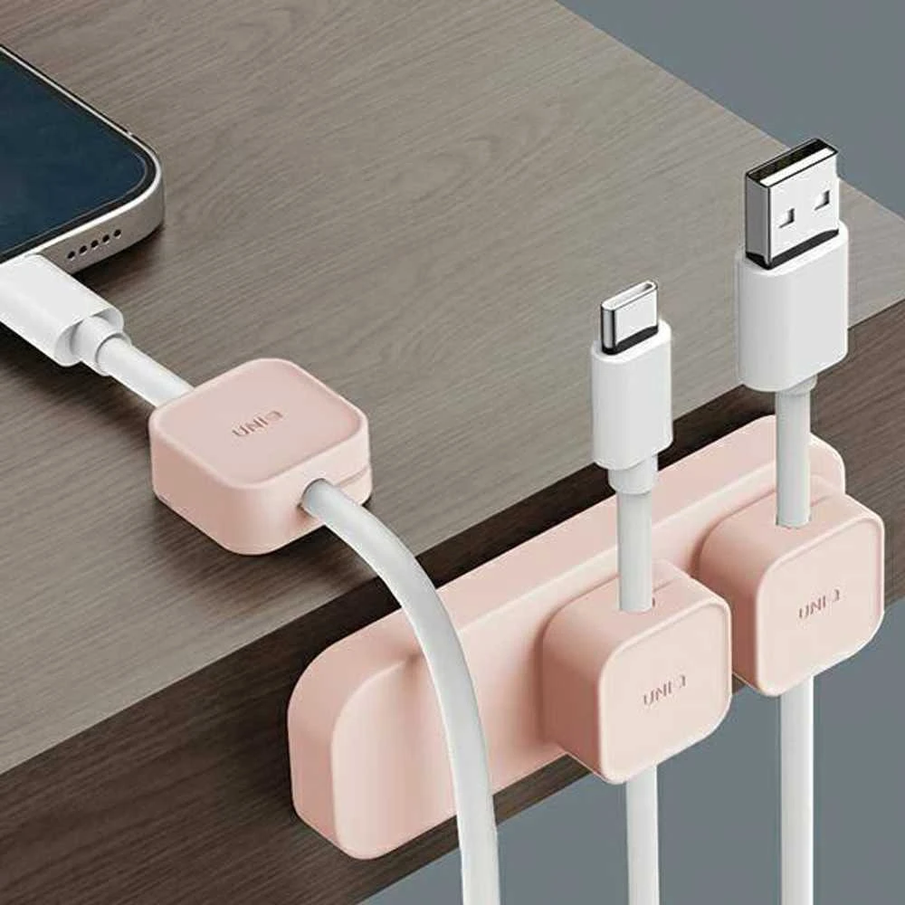 UNIQ Pod Mag magnetic cable organizer + base blush rožinės spalvos