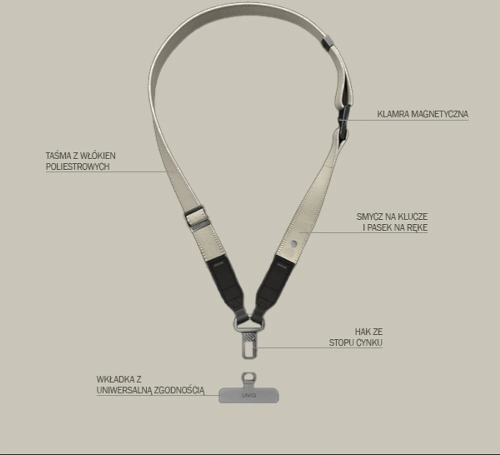 UNIQ Vista universal phone lanyard 2in1 baltos spalvos/pearl baltos spalvos