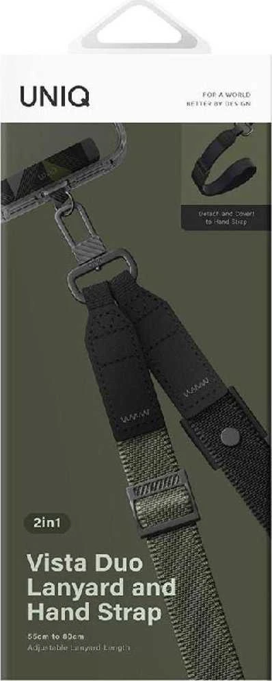 UNIQ Vista Universal phone lanyard 2in1 forest juodos spalvos
