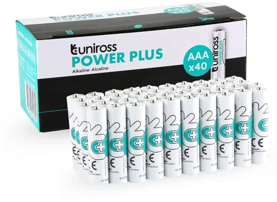 Uniross AAA LR03 Power Plus šarminės baterijos – 1,5 V – 40 vnt. pakelis