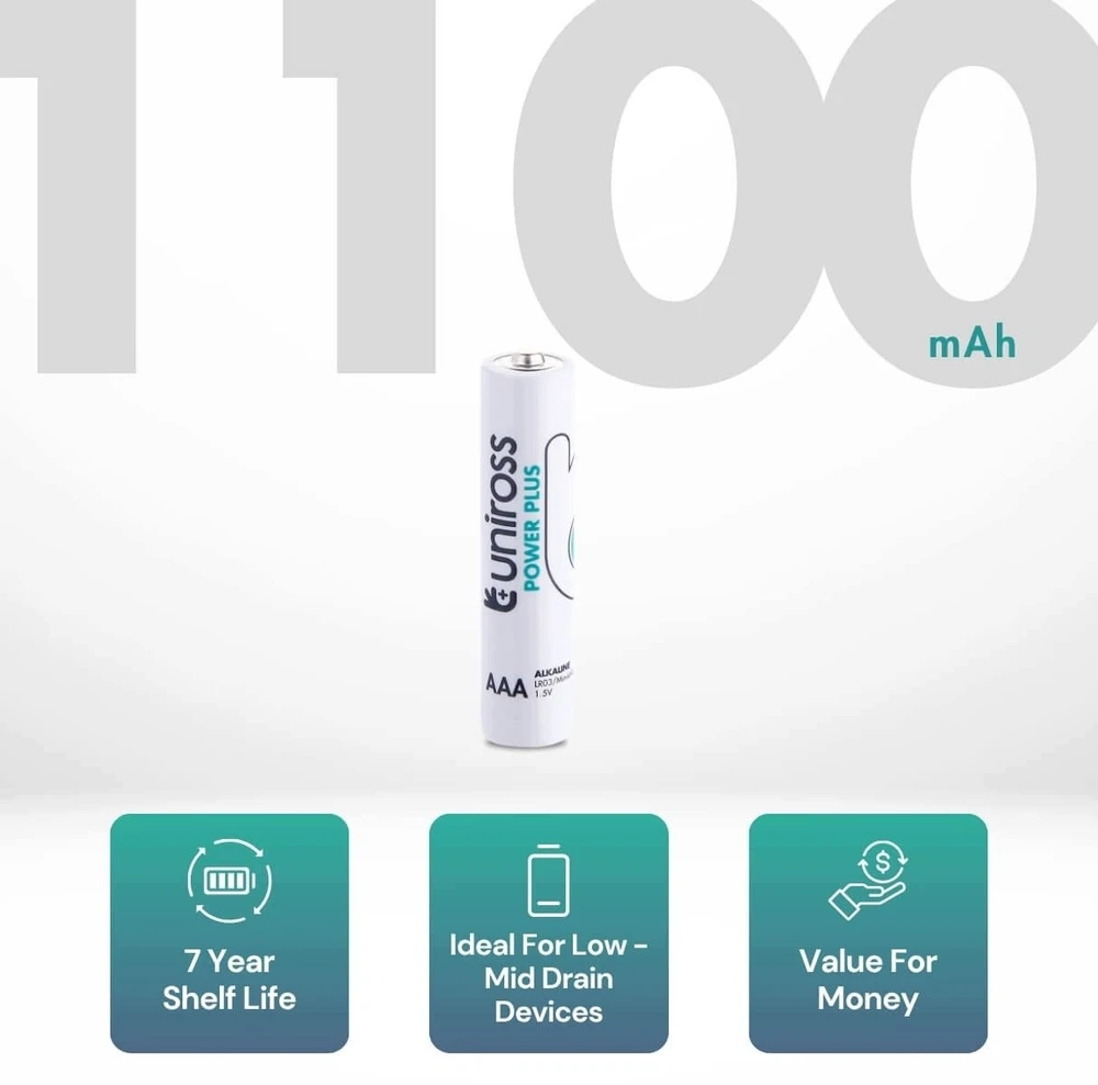 Uniross AAA LR03 Power Plus šarminės baterijos – 1,5 V – 40 vnt. pakelis