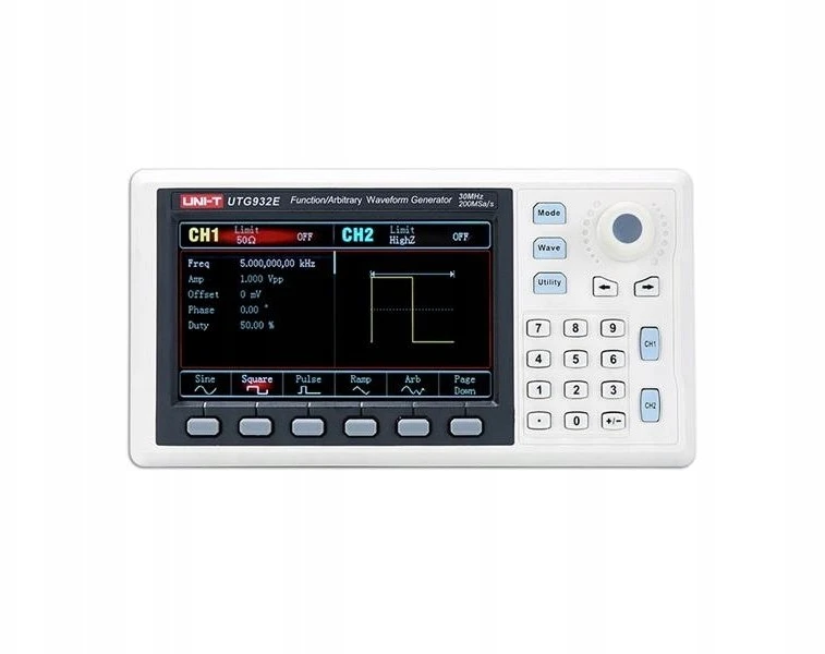 Funkcinis ir laisvos formos signalų generatorius, 30MHz; 2 kanalai, 14bit, 200 MSa/s, LCD TFT 4,3"; UNI-T