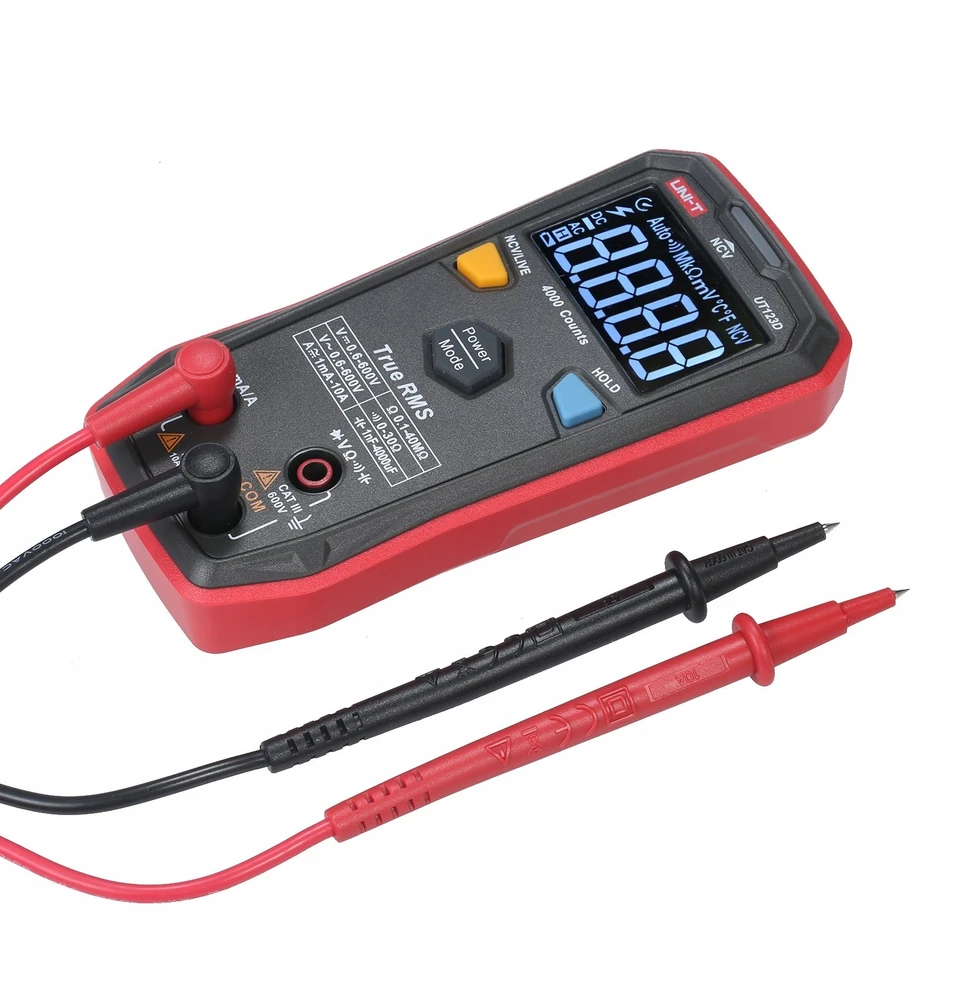 Skaitmeninis multimetras klavišinis 600V AC/DC, 10A AC/DC, NCV, 40MOm, 4000uF, -40-300C, 4000, CAT III 600V, UNI-T