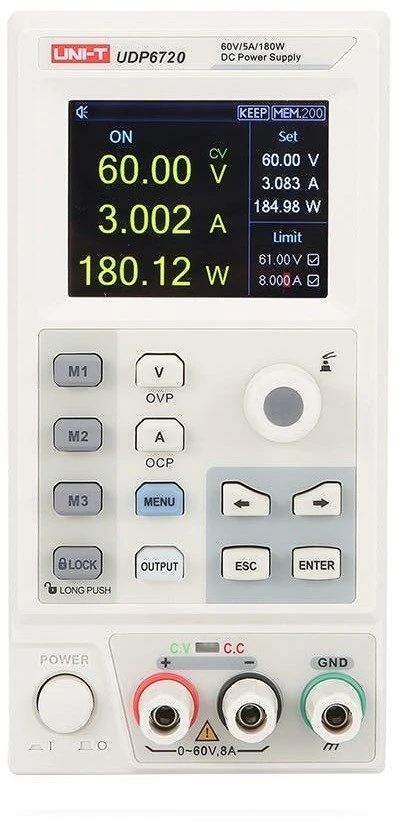 Laboratorinis maitinimo šaltinis, 100W, 0-60V, 0-5A, 10mV,1mA, RS-232, UNI-T