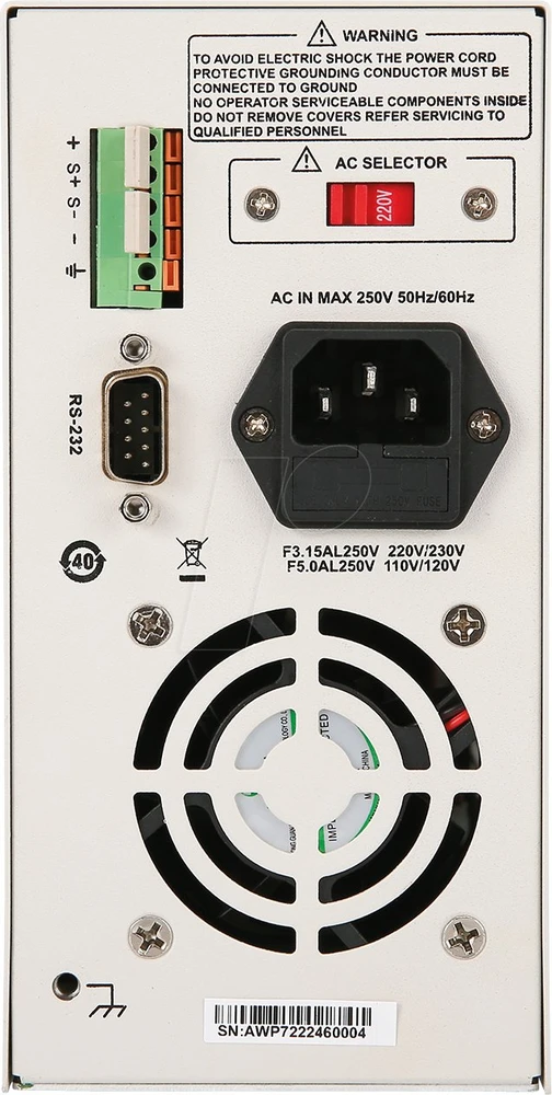 Laboratorinis maitinimo šaltinis, 100W, 0-60V, 0-5A, 10mV,1mA, RS-232, UNI-T