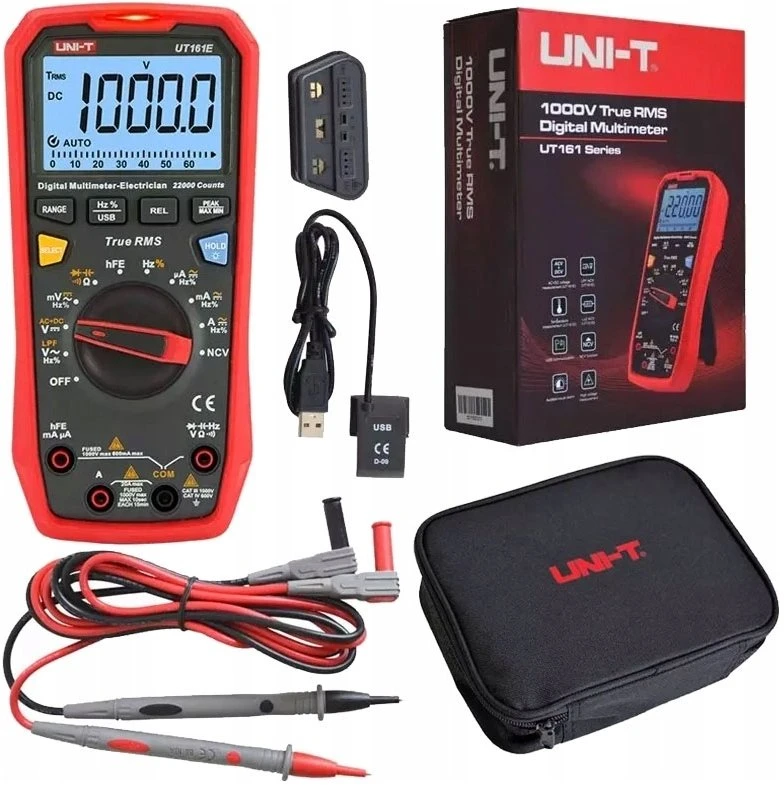 Skaitmenins multimetras, 1000V AC/DC, 20A AC/DC; 220MOm; 220mF; 220MHz; automatinės ribos, UNI-T