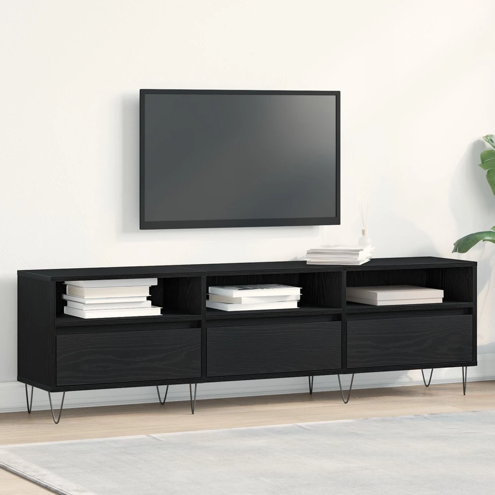 TV staliukas Televizoriaus spintelė 150 x 30 x 44,5 cm Juodas ąžuolas