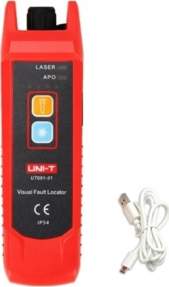 Optinio kabelio testeris, lazeris 650+/-20nm, 1mW; 2-3km, 3.7V 1050mAh, IP54, UNI-T