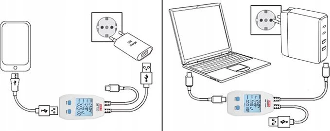 USB-A, USB-C testeris, QC1.0/ 2.0/ 3.0/ 4.0 (C tipas) ir QC1.0/ 2.0/ 3.0 (A tipas) protokolai, 0~99999mAh; 0~1000Wh; 1~480?, 4~24VDC, UNI-T