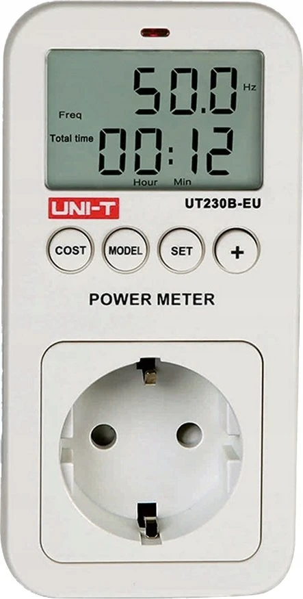 Uni-t Tinklo lizdas su įtampos, srovės, laiko, galios sunaudojimo ir energijos sunaudojimo kaštų matavimu