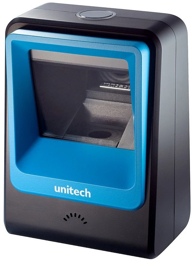 Unitech TS100 stacionarus kodų skaitytuvas su mėlynu rėmeliu