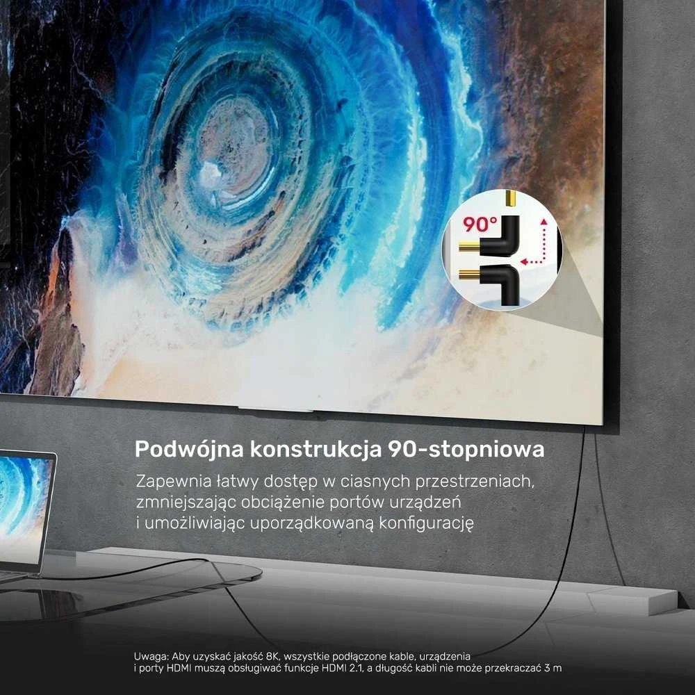Unitek 8K HDMI 90 ir 270 laipsnių kampo adapteris