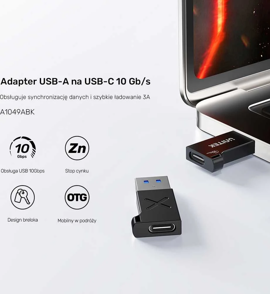 UNITEK ADAPTERIS USB-A - USB-C 10Gbps M/F